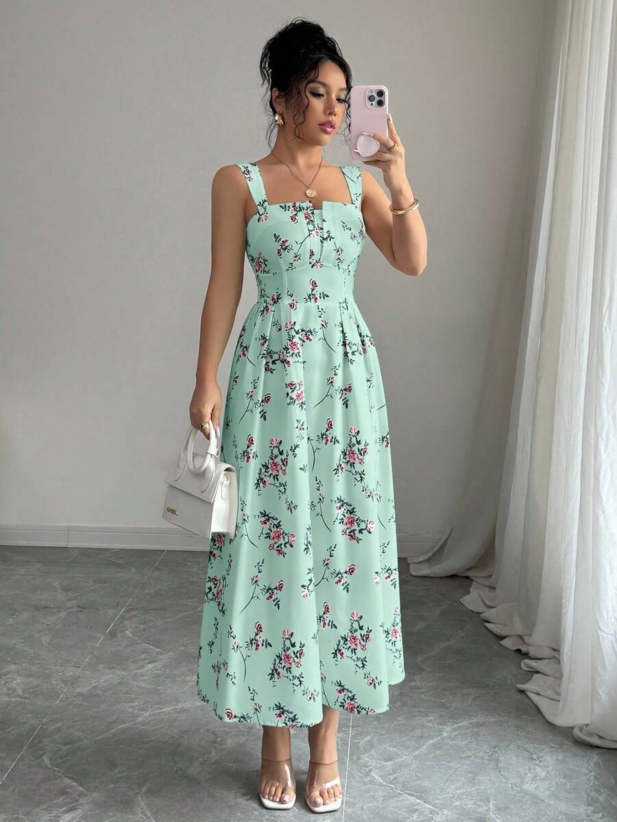 Mint Green Floral Midi Dress W - Midi Skirt Floral avaliação e preço