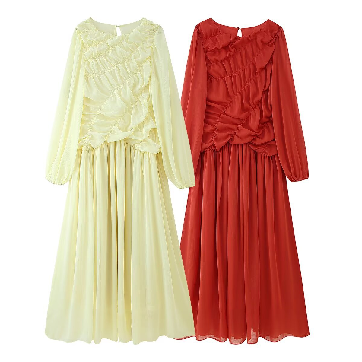 Autumn Long Sleeve Dresses 202 - Linen Dress Wrap avaliação e preço