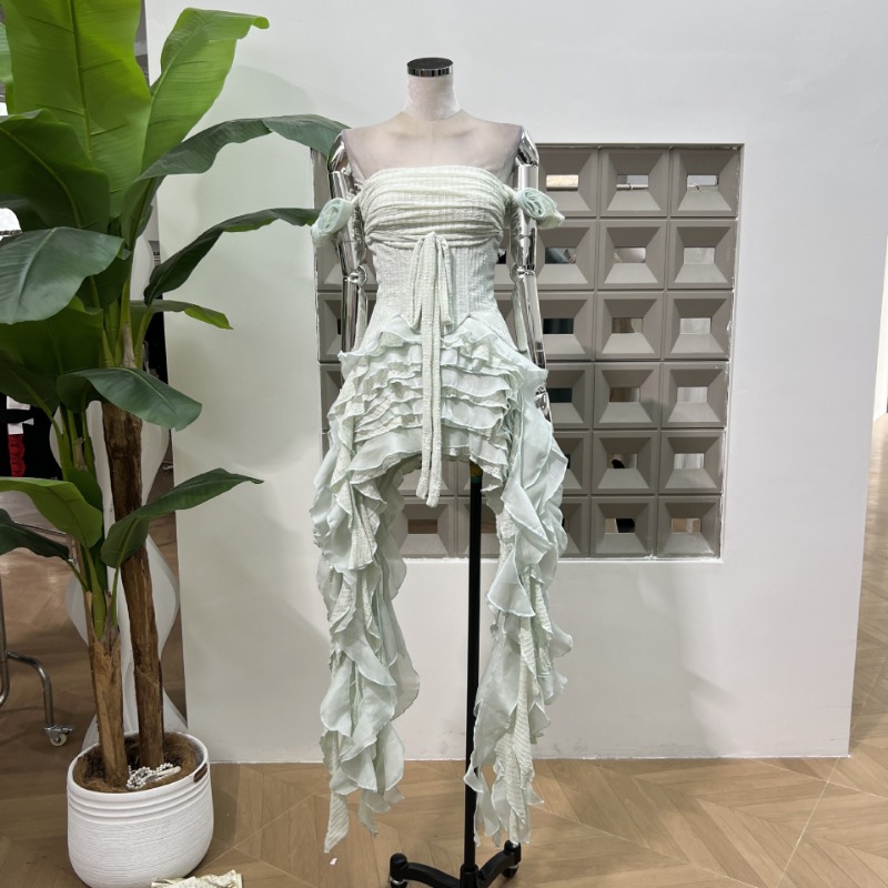KBQ Solid Spliced Tassel Irreg - Maxi Dress Halter avaliação e preço
