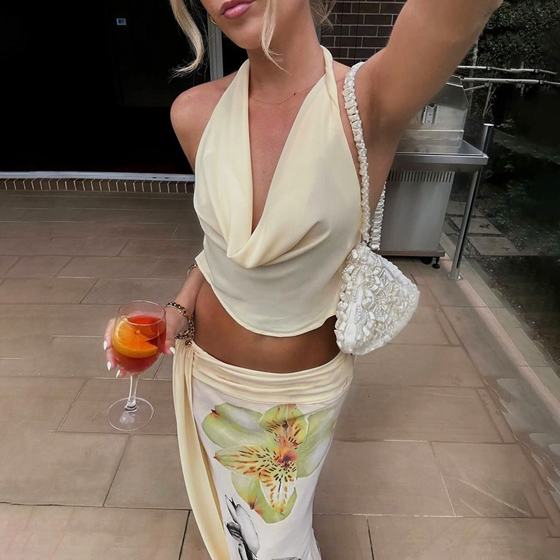 TARUXY Sexy Long Skirt Two Pie - Maxi Dress Halter avaliação e preço