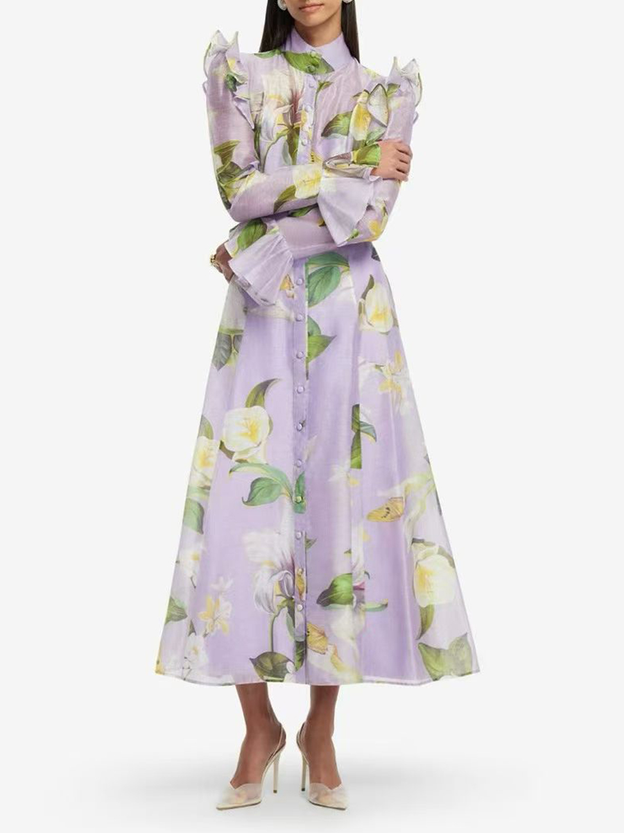 TWOTWINSTYLE Printing Spliced  - Linen Dress Wrap avaliação e preço