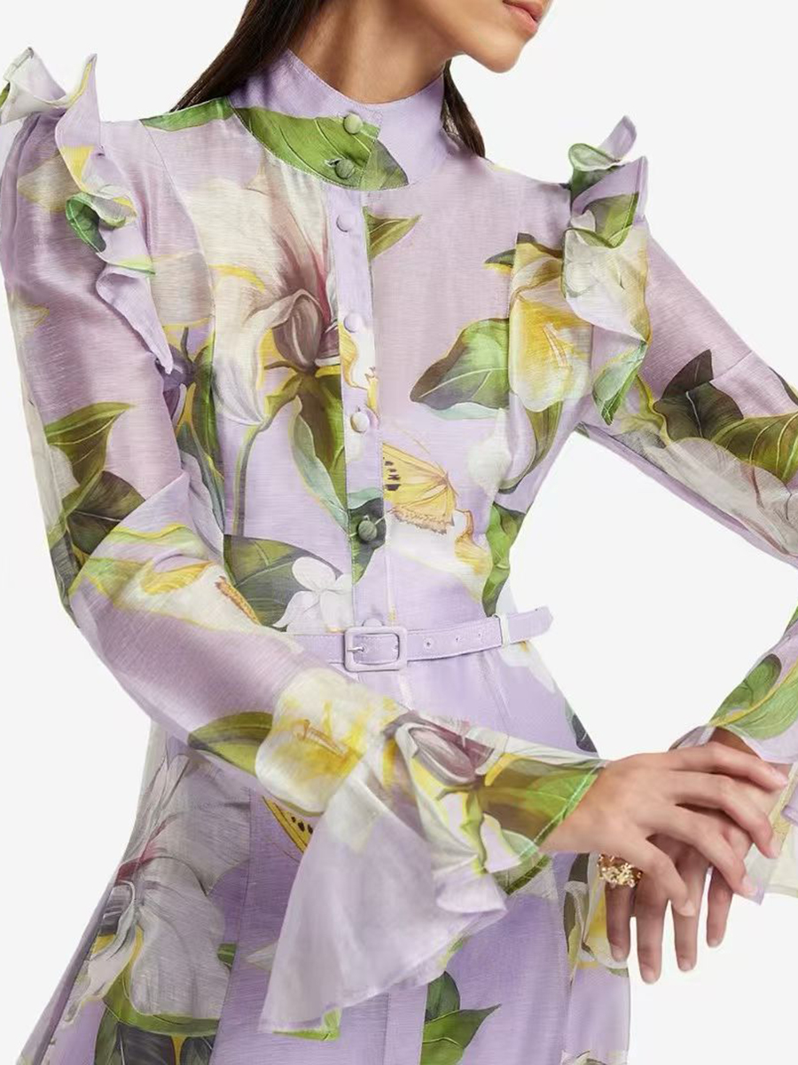 TWOTWINSTYLE Printing Spliced  - Linen Dress Wrap avaliação e preço