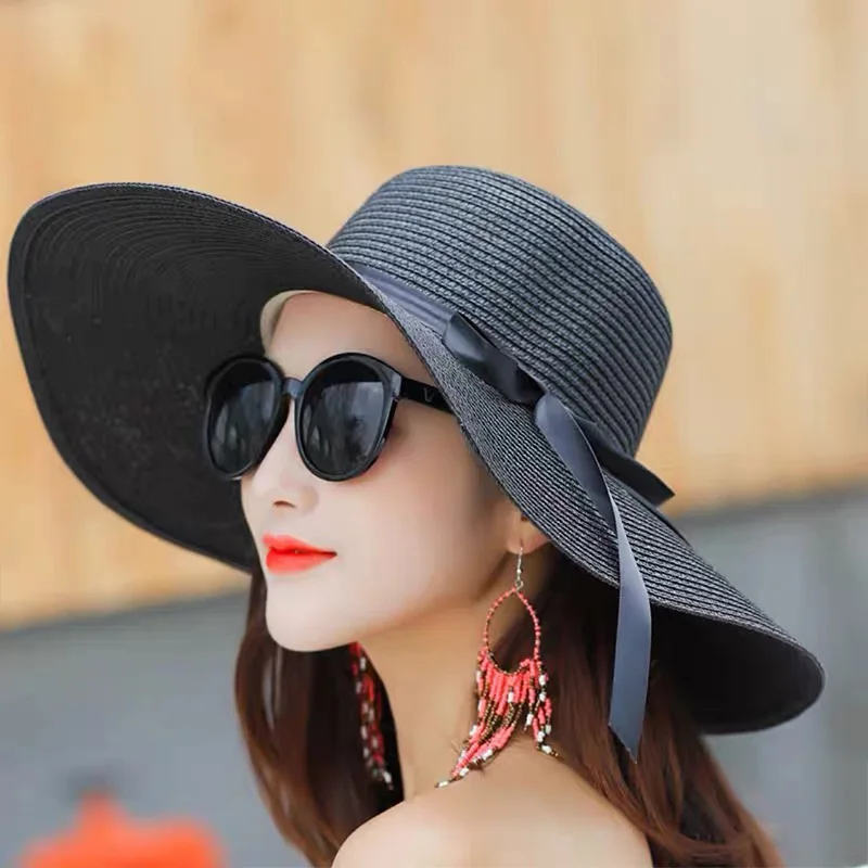 Summer Women Straw Hat Bowknot - Hat Floppy Wide avaliação e preço