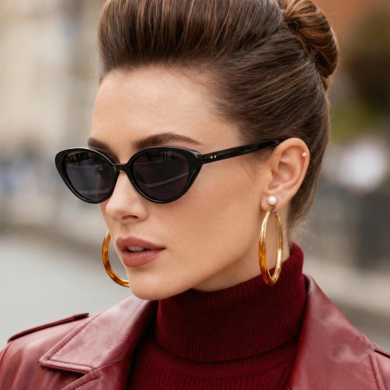 Rivets Brown Fashion Cat Eye S - Sunglasses Cat Eye avaliação e preço