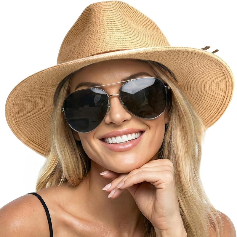 1pc Summer Straw Beach Sun Hat - Hat Floppy Wide avaliação e preço