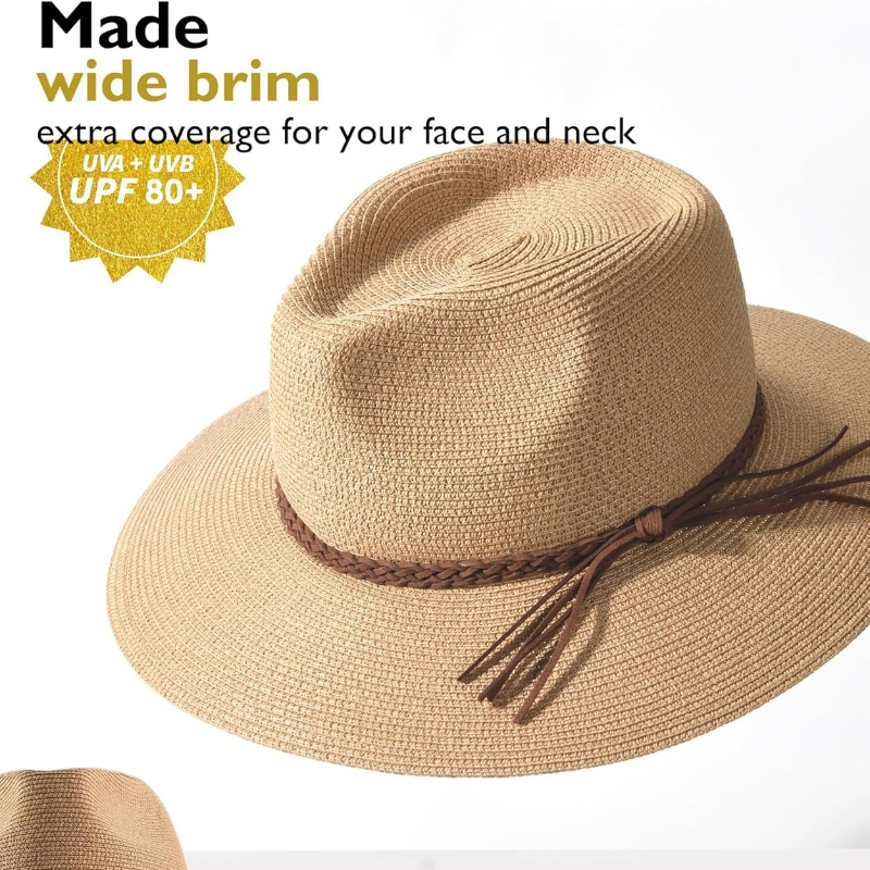 1pc Summer Straw Beach Sun Hat - Hat Floppy Wide avaliação e preço