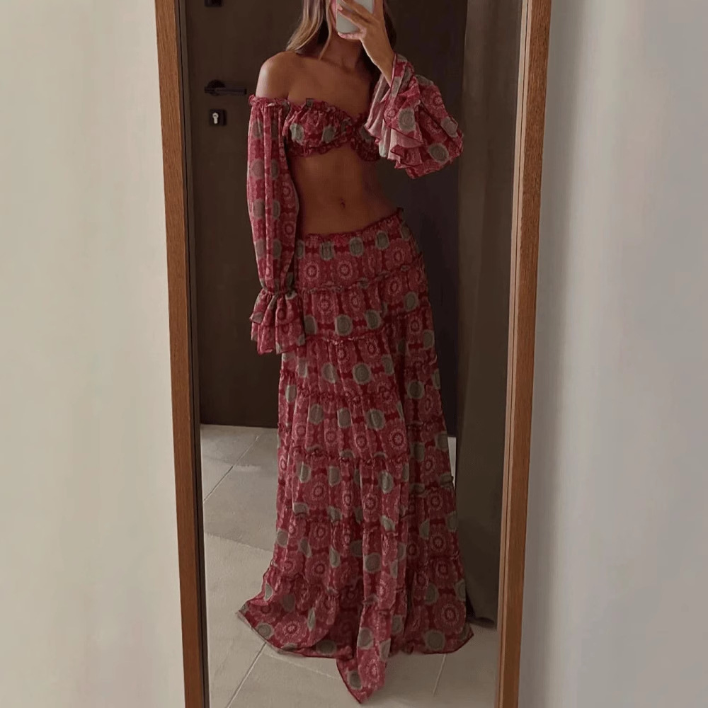Vintage Print Skirt Two Piece  - Romper Floral Print avaliação e preço