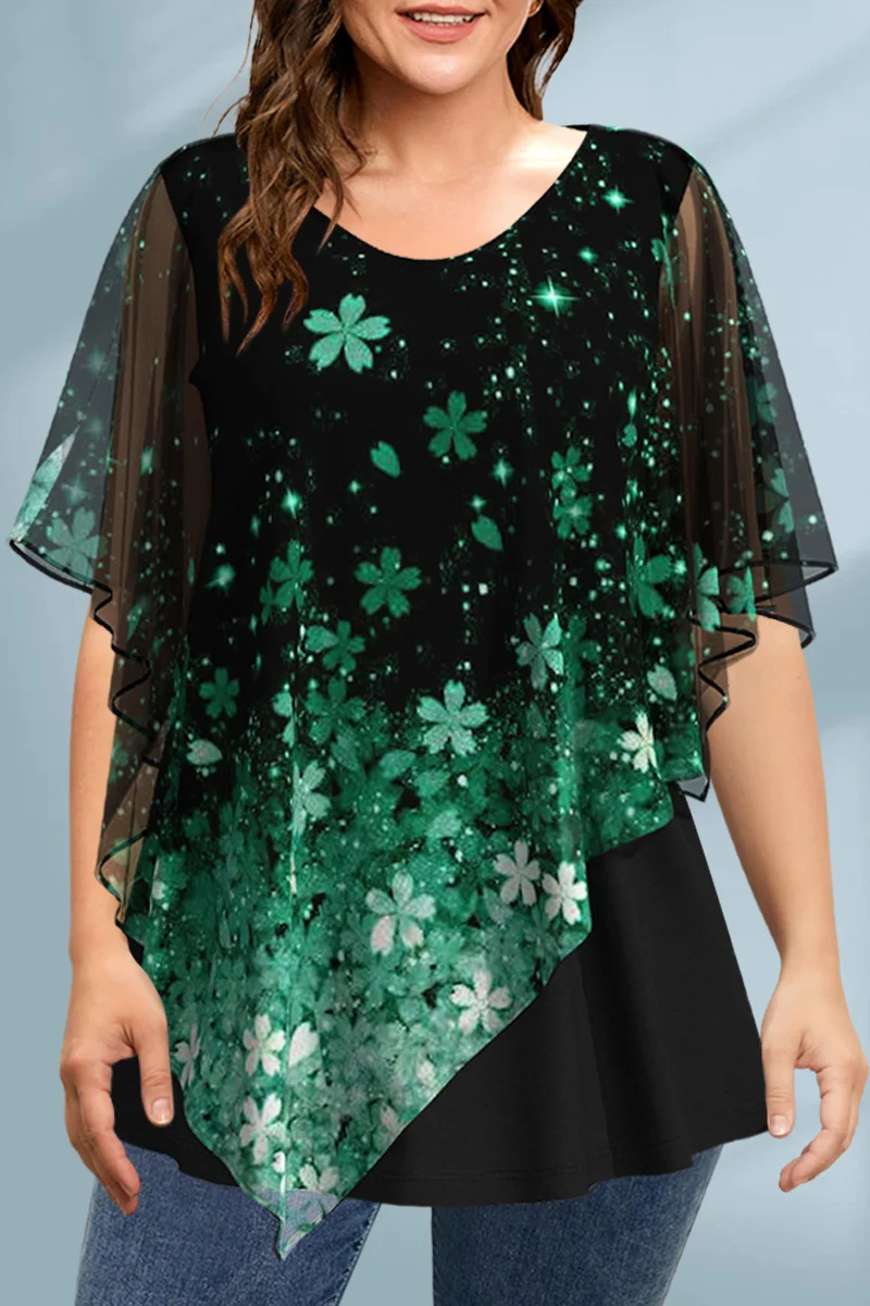 Women's Plus Size Blouse Chiff - Romper Floral Print avaliação e preço