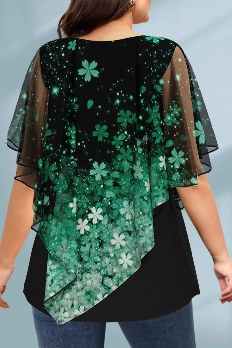 Women's Plus Size Blouse Chiff - Romper Floral Print avaliação e preço