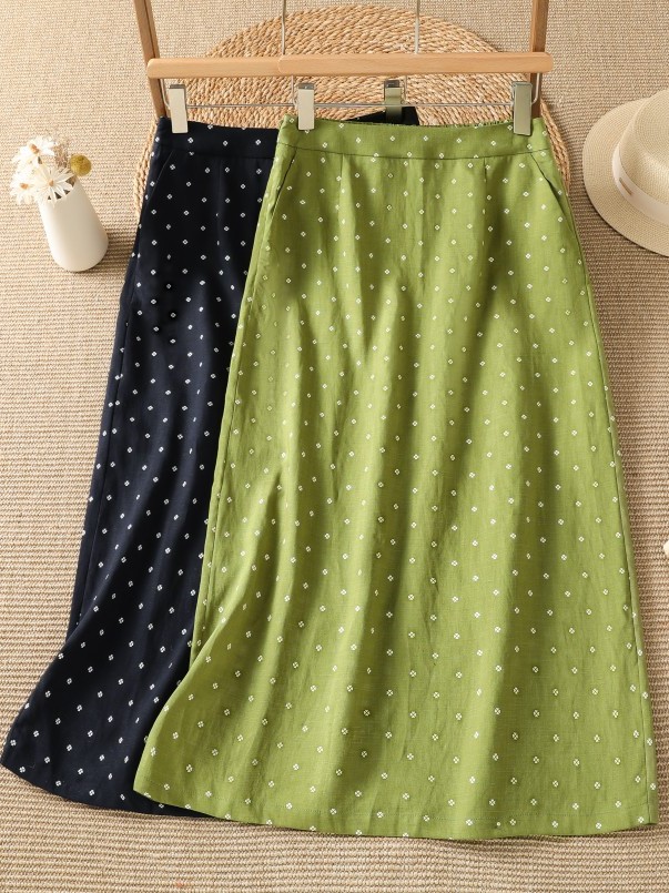 High Waist Floral Half Skirt T - Midi Skirt Floral avaliação e preço