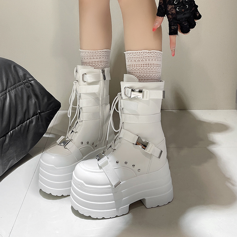 13.5CM,17CM Women Punk Boots A - Wedge Espadrille Women avaliação e preço