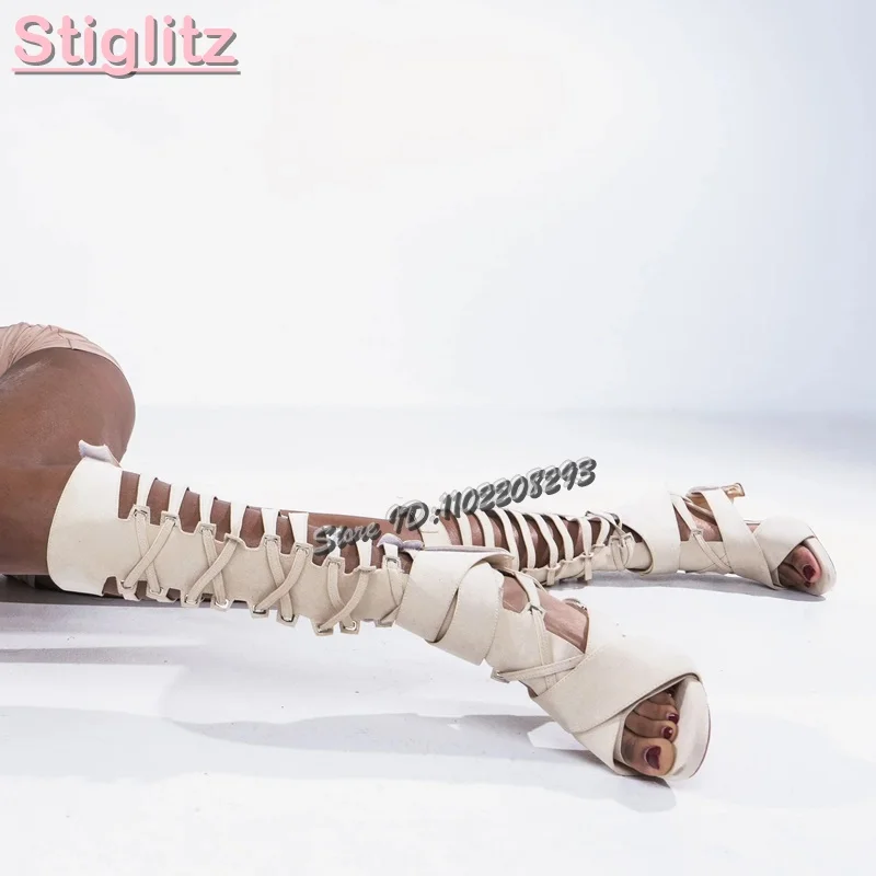 Retro Cross-tied Roman Sandals - Sandal Strappy Heeled avaliação e preço