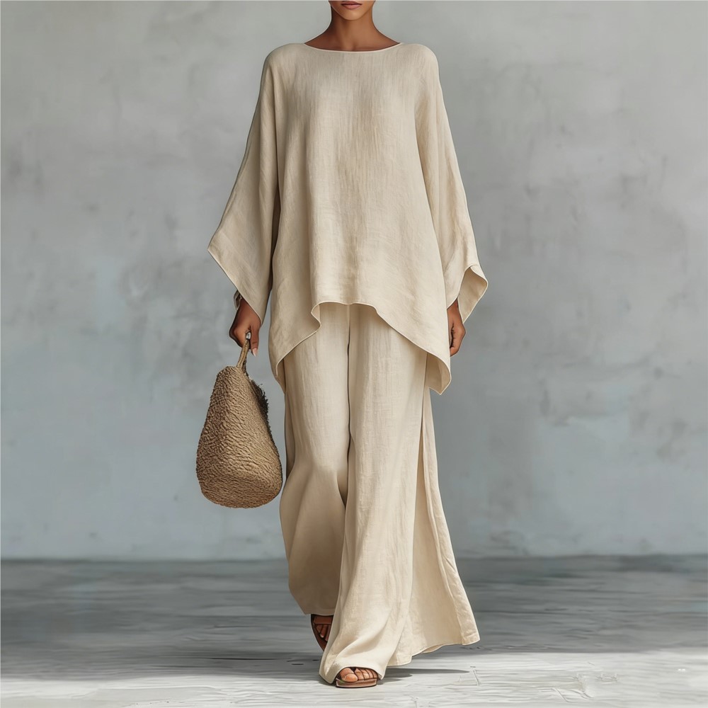 Fashion Linen Loose Long-sleev - Linen Pant Wide avaliação e preço