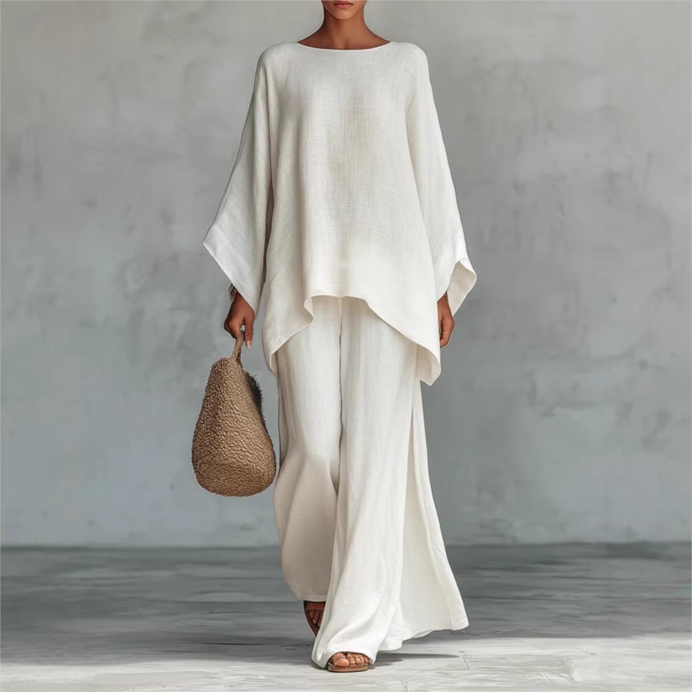 Fashion Linen Loose Long-sleev - Linen Pant Wide avaliação e preço