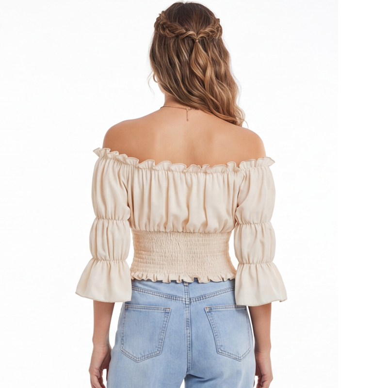 Renaissance Blouse Women Top w - Blouse Off Shoulder avaliação e preço