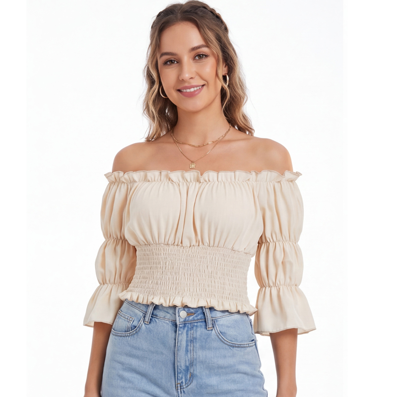 Renaissance Blouse Women Top w - Blouse Off Shoulder avaliação e preço