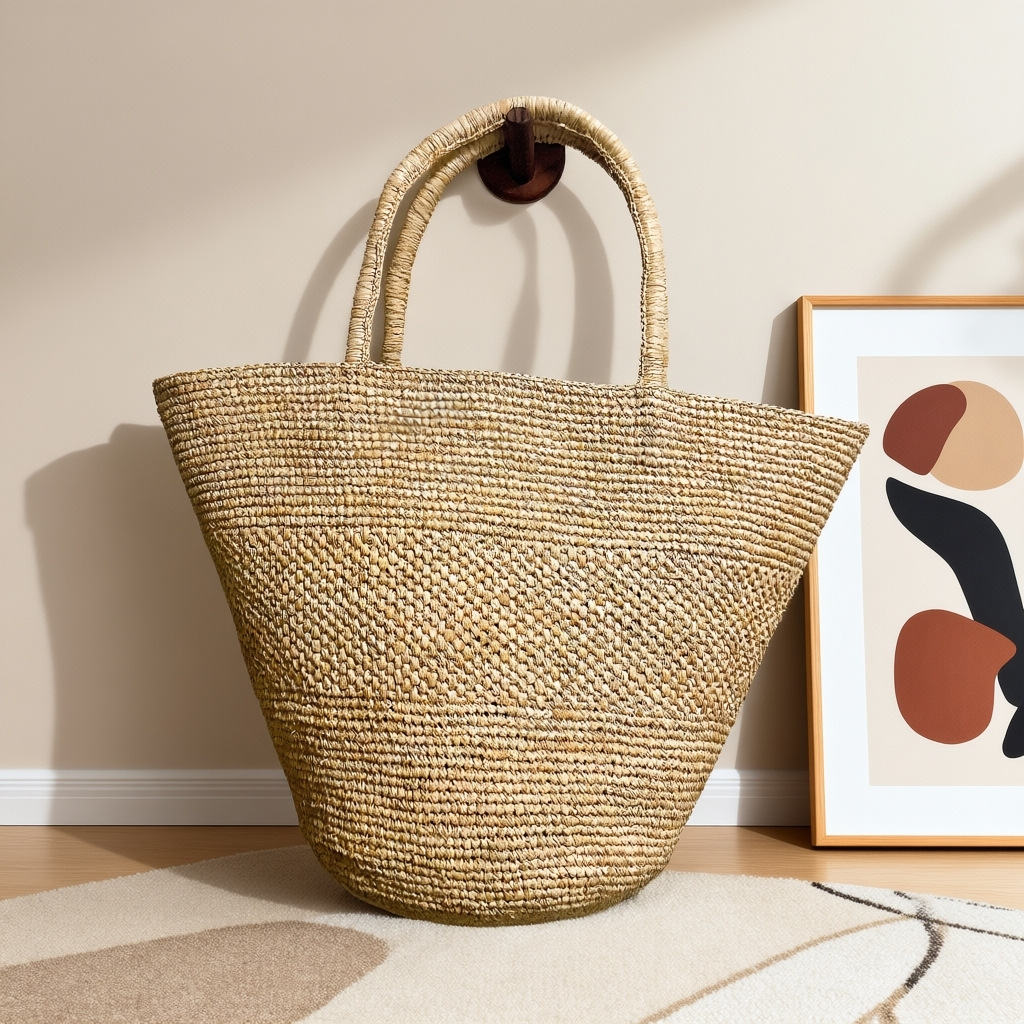 Large Capacity Raffia Straw Ba - Crochet Bag Raffia avaliação e preço