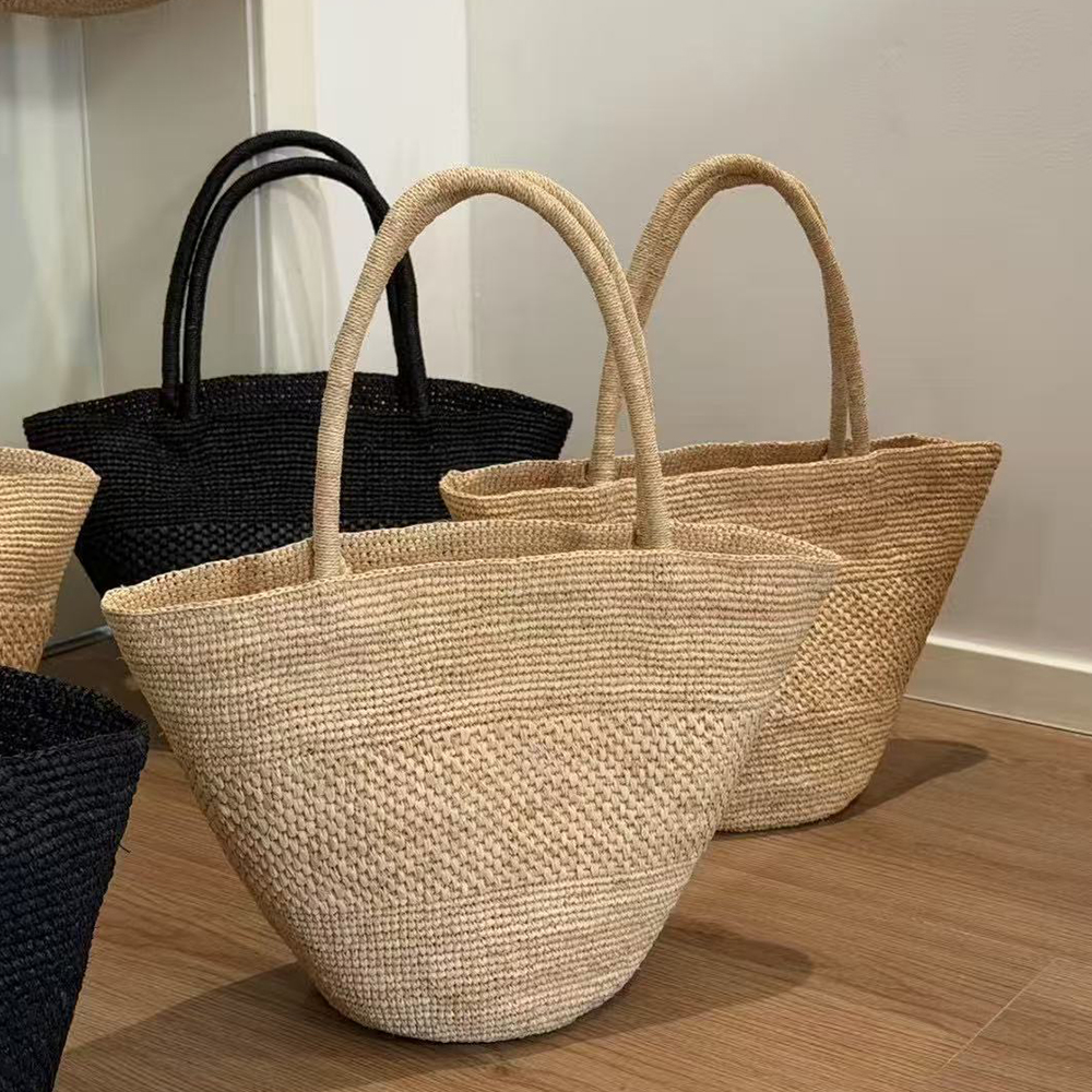 Large Capacity Raffia Straw Ba - Crochet Bag Raffia avaliação e preço
