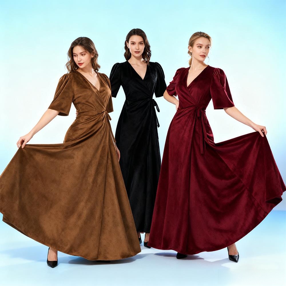 Ladies Long V-Neck Wrap Slim P - Linen Dress Wrap avaliação e preço