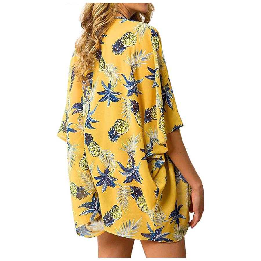 Women's Loose Sheer Chiffon Ki - Kimono Sheer Floral avaliação e preço