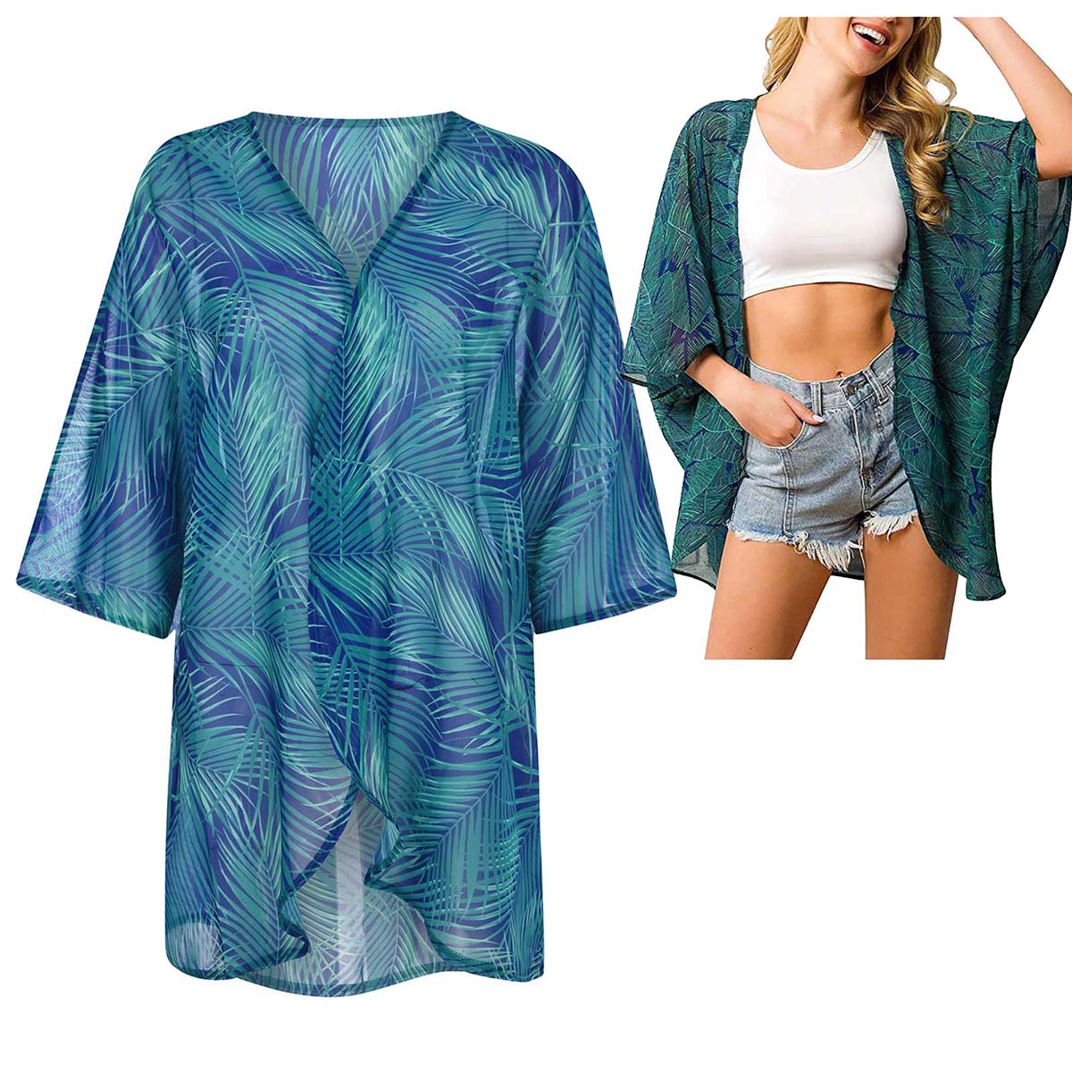 Women's Loose Sheer Chiffon Ki - Kimono Sheer Floral avaliação e preço