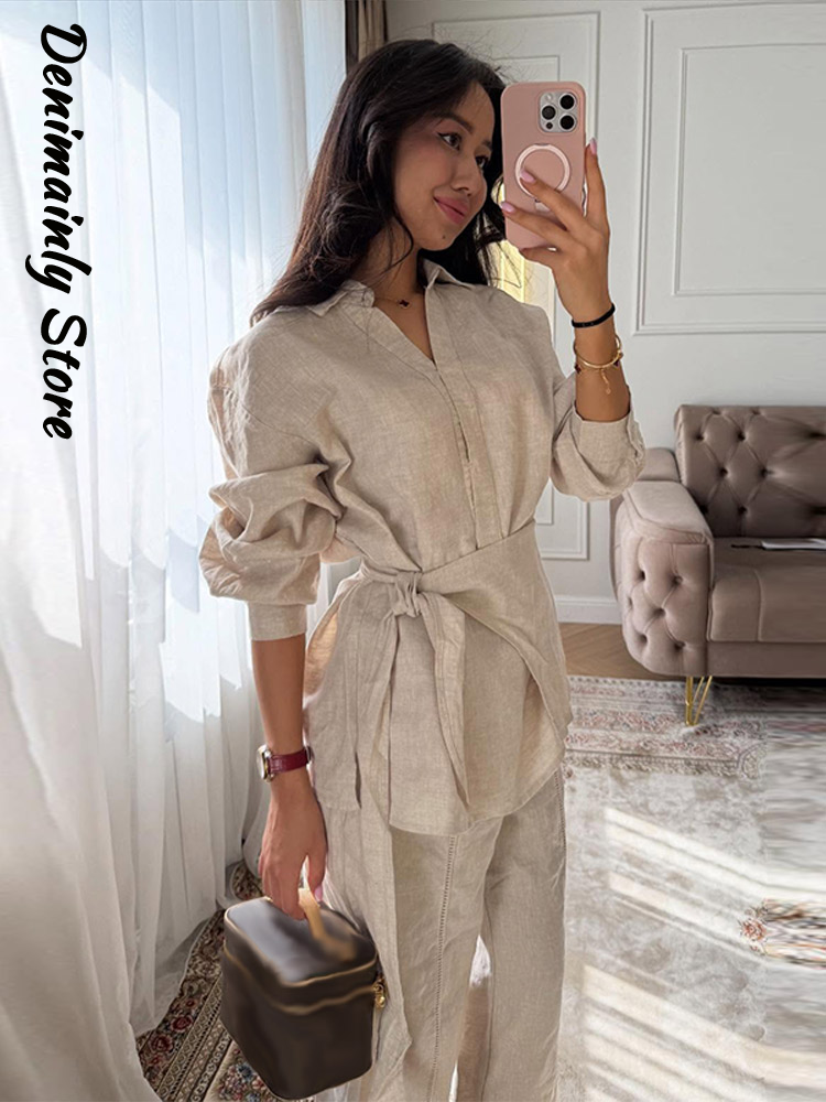 Casual Women's Linen Pants Set - Linen Pant Wide avaliação e preço