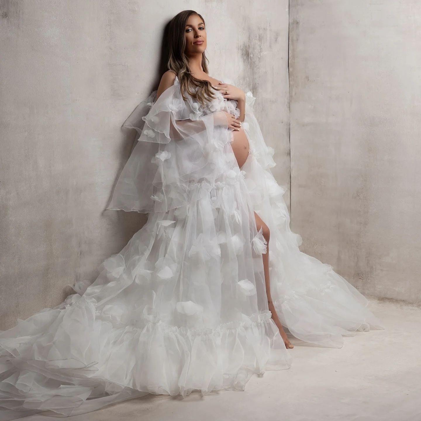 White Floral Tulle Bridal Wrap - Kimono Sheer Floral avaliação e preço