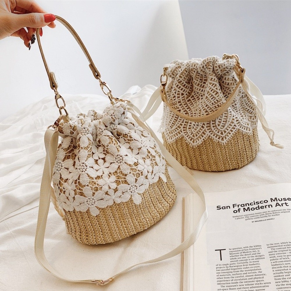 Portable Lace Straw Shoulder B - Tote Bag Beach avaliação e preço