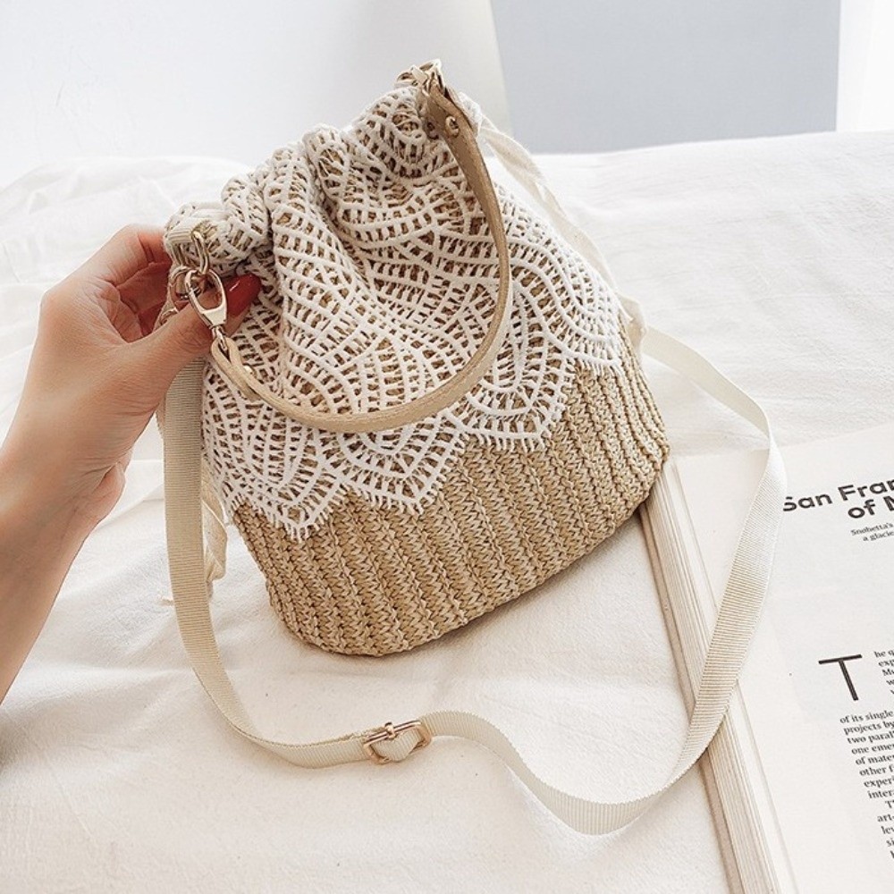 Portable Lace Straw Shoulder B - Tote Bag Beach avaliação e preço