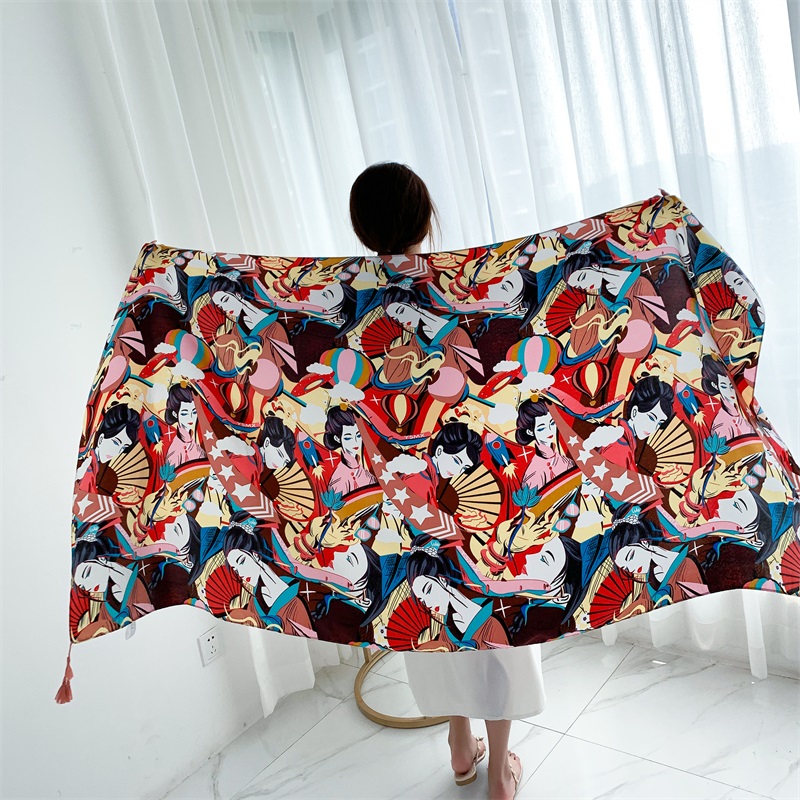 90x185cm Cotton Linen Print Su - Linen Dress Wrap avaliação e preço