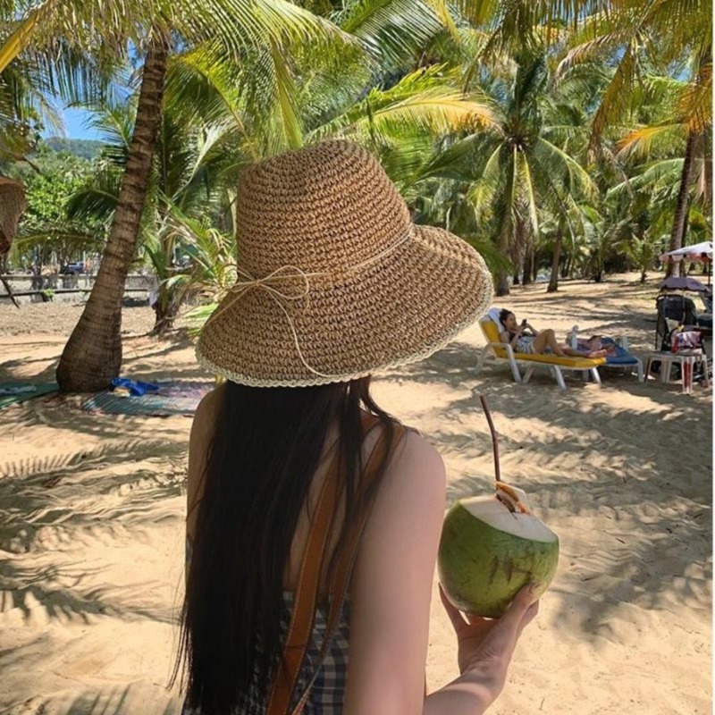 1pc Women's Summer Beach Straw - Hat Floppy Wide avaliação e preço