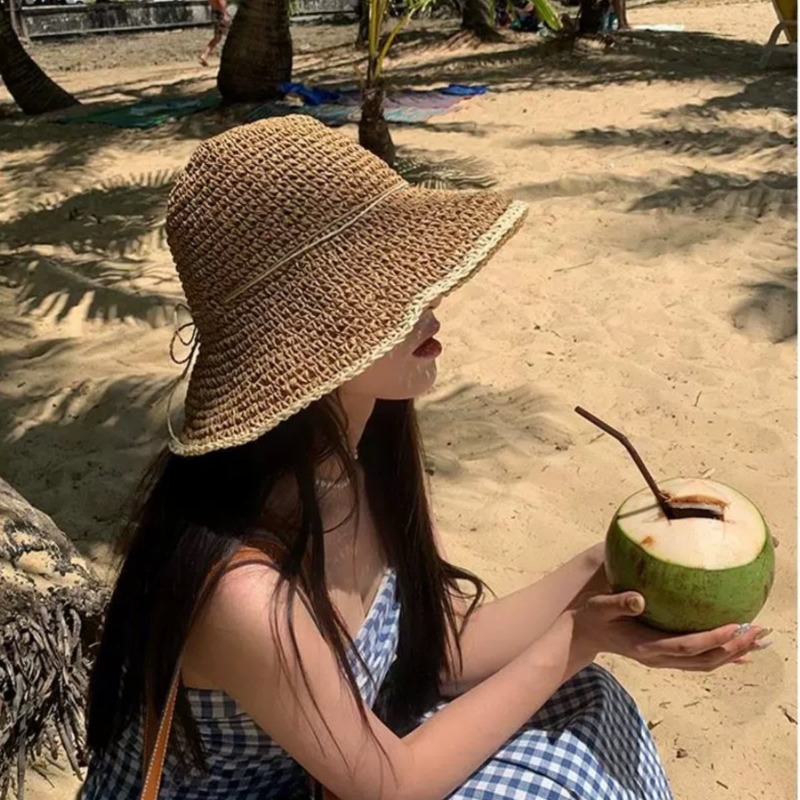 1pc Women's Summer Beach Straw - Hat Floppy Wide avaliação e preço