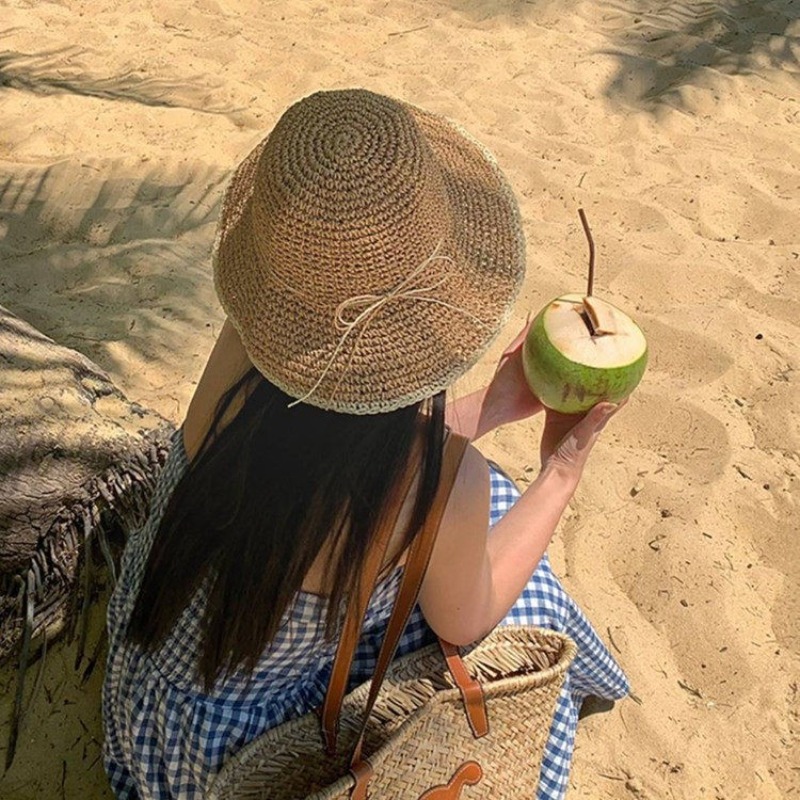 1pc Women's Summer Beach Straw - Hat Floppy Wide avaliação e preço