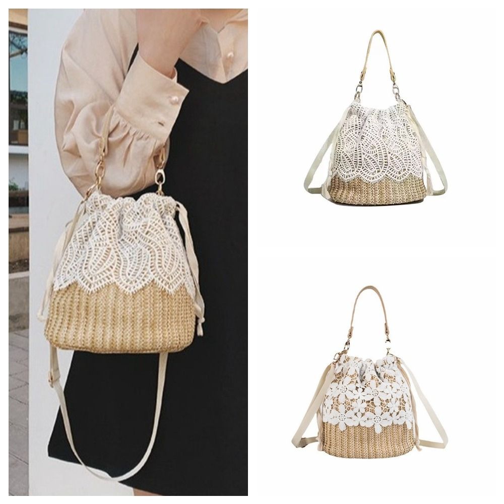 Casual Lace Straw Shoulder Bag - Tote Bag Beach avaliação e preço